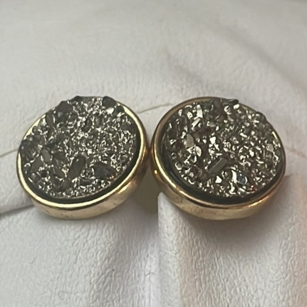 Loft Stud Earrings black gold circle metallic jewelry